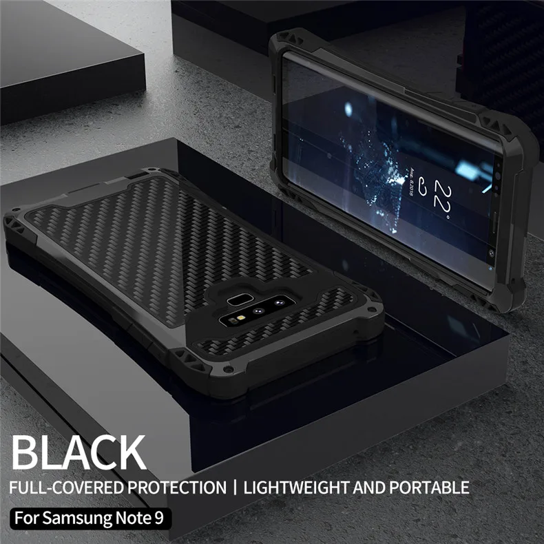 Black R-просто для samsung Note 9 чехол металлический алюминиевый водонепроницаемый чехол для samsung Galaxy Note 8 Note9 Защитная Броня анти шок - Цвет: Black