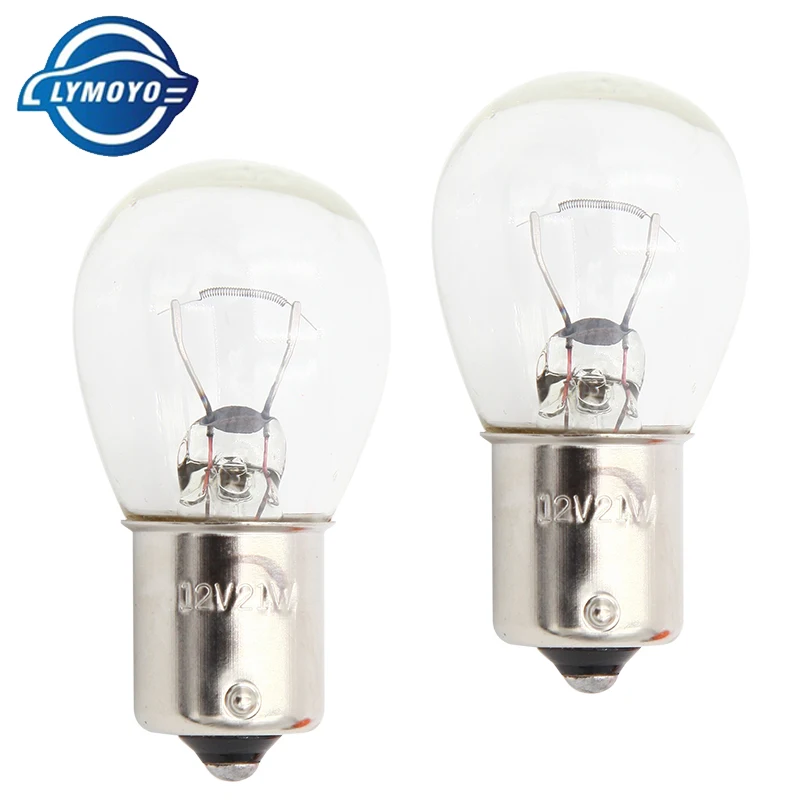 Lymoyo 1156 P21W BA15S 10 шт. автомобиль теплый белый галогенные лампы 12v 21 Вт обратный светильник s лампы стоп сигнала стоп светильник задний свет сигнал поворота DRL 12v