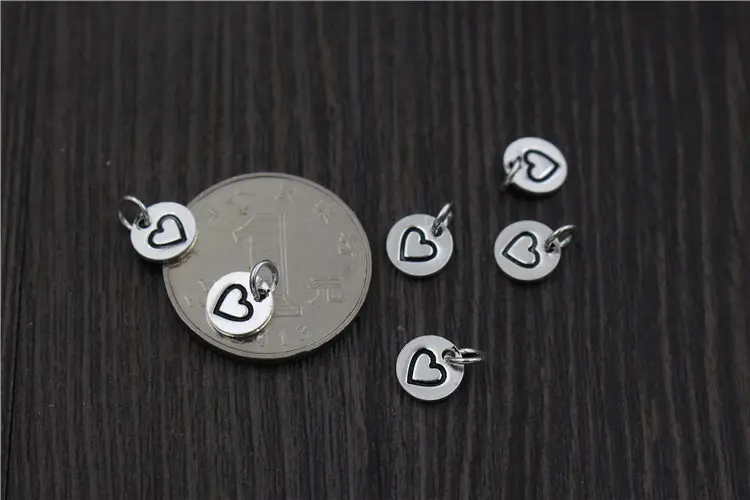 Uglyless Real S 925 Sterling Silver Heart Charms Accessories Jewelry DIY Sweet Love Findings MINI Round Flakes Pendants Bijoux | Украшения