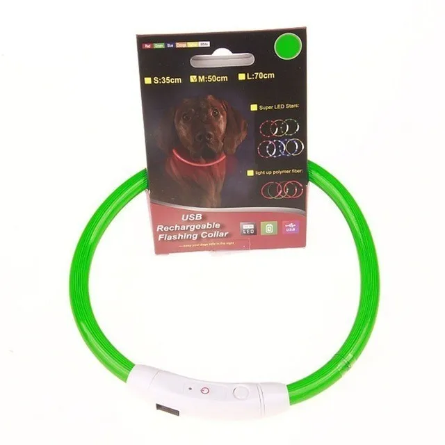 Green USB ошейник для собак перезаряжаемый светодиодный подзарядка мигающий ночной ошейник для собак светящийся безопасный ошейник для домашних животных - Цвет: Green
