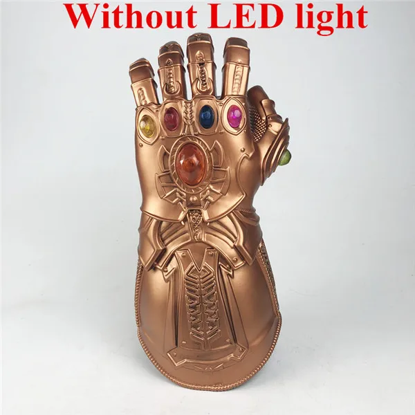 without LED light 1:1 Мстители 3 Бесконечность войны танос светодиодный свет косплей перчатки Броня ПВХ рука Gauntlet светодиодный светящаяся перчатка принадлежности на хеллоуин для косплея - Цвет: without LED light