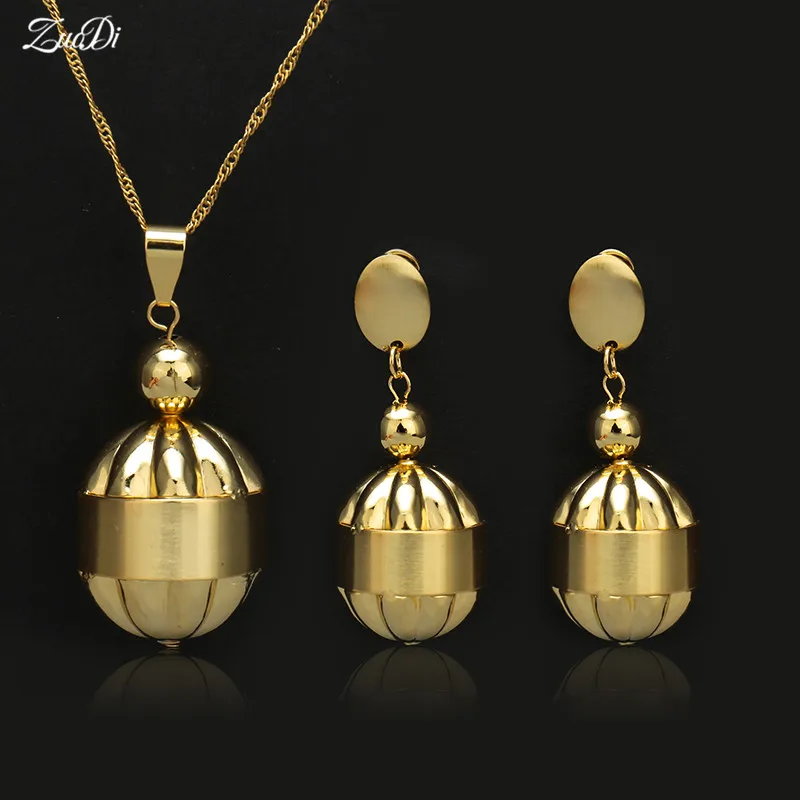 Золотистые серьги подвески ZuoDi из Дубая ожерелье для невесты на свадьбу