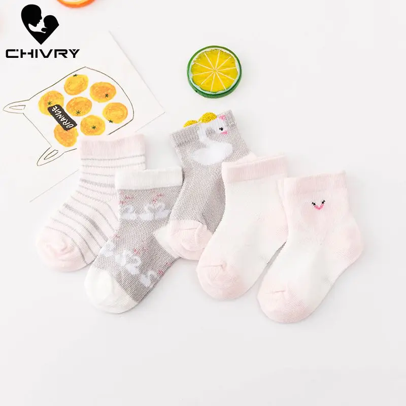 5 пар/лот Детские носки Летние сетчатые тонкие с героями мультфильмов для