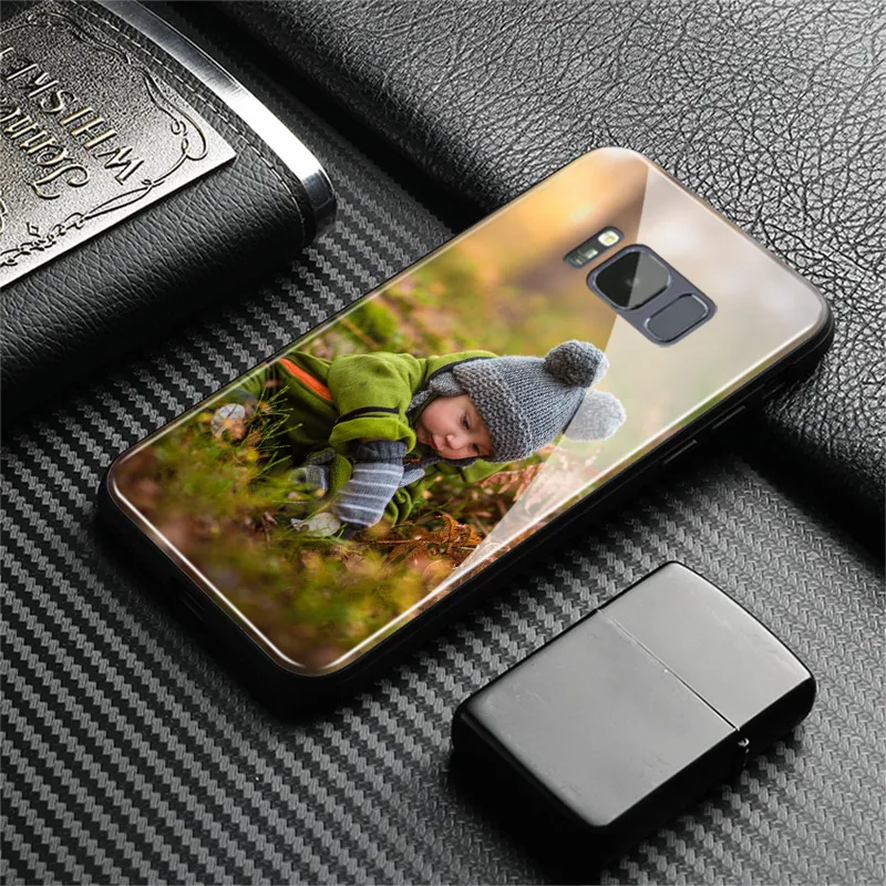 Customized print photo Custom made DIY Glass Phone Case For Samsung Galaxy S8 S9 S10e S21 S22 S20 S20FE ultra Plus Note 20 9 10