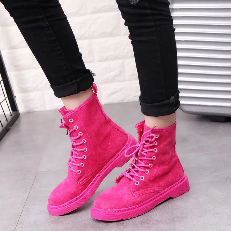 Женские ботильоны Martin из флока на плоской подошве со шнуровкой Женская обувь в