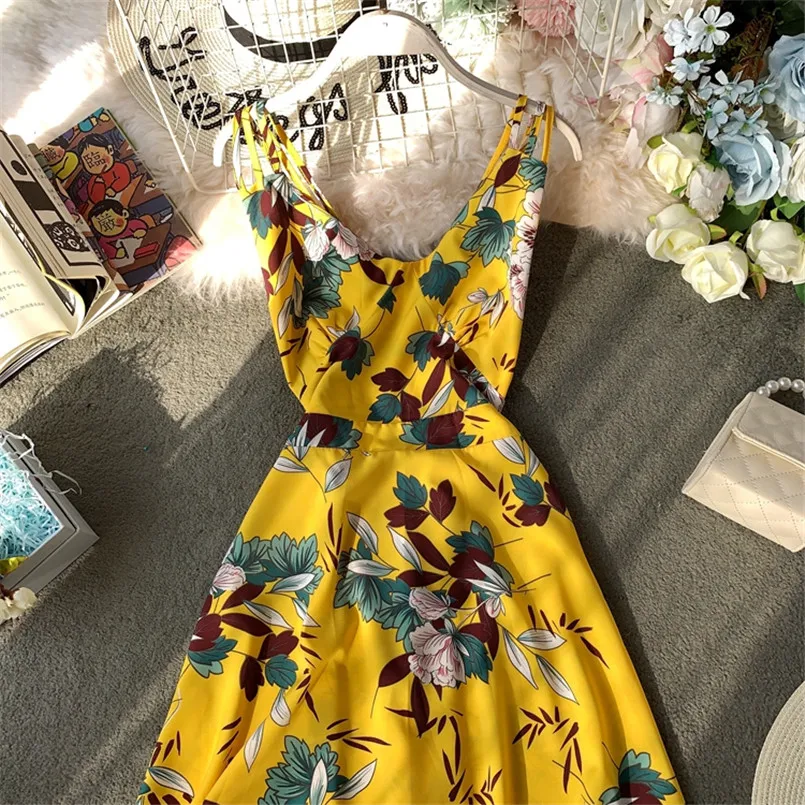 В винтажном стиле в бохо с v образным вырезом сексуальное летнее Цветочный принт