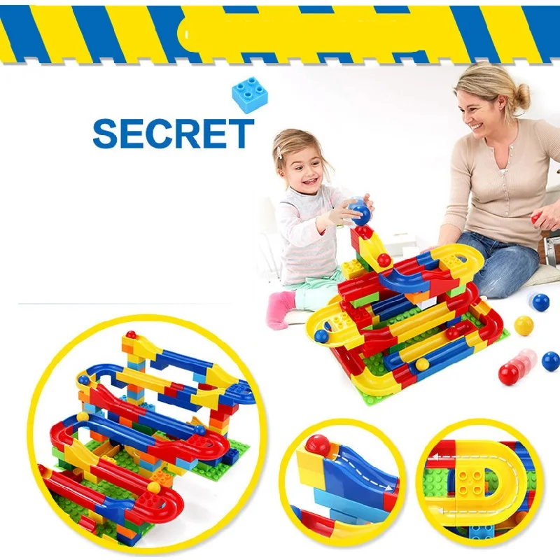 Бесплатная доставка DIY Строительство мраморная гонка бег лабиринт шары трек