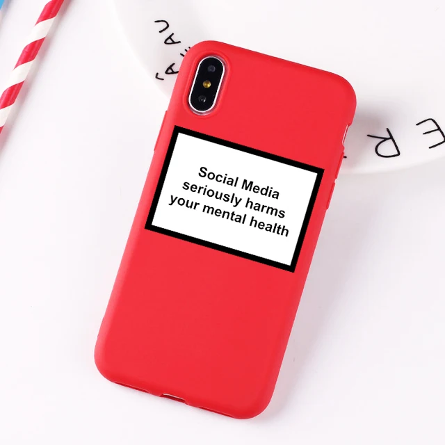 social media seriously harms your mental health soft Silicone clear phone case for iPhone X XR XS Max 6 7 8 plus 5 5s 6s cover |