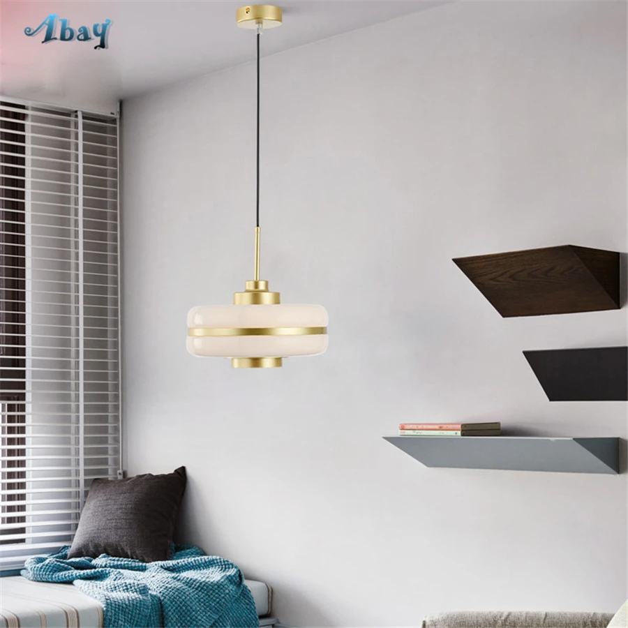 Beste Nordic Witte Lantaarn Hanglampen Glas Schaduw Moderne Woonkamer Decor Eetkamer Verlichtingsarmaturen Koffie Winkel Opknoping Lamp