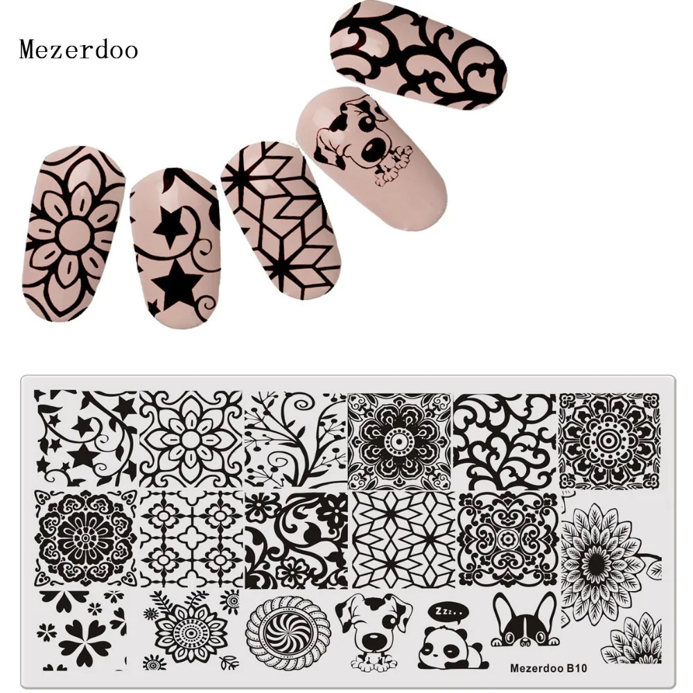 Пластина для стемпинга ногтей с симпатичными ленивыми собаками прямоугольный