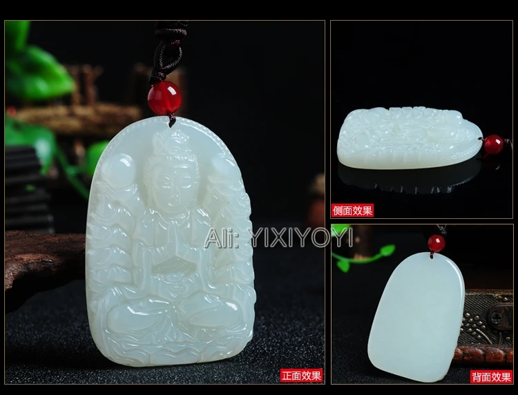 Красивый натуральный белый нефритовый резной китайский кулон тысячи ручек