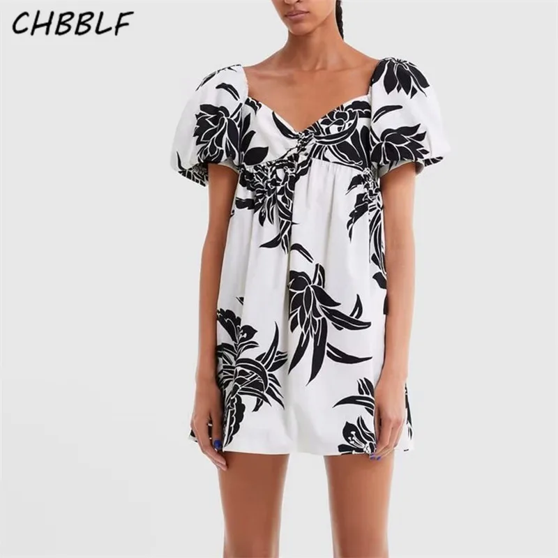 CHBBLF женское сексуальное Белое Мини Платье с принтом милое повседневное шикарное