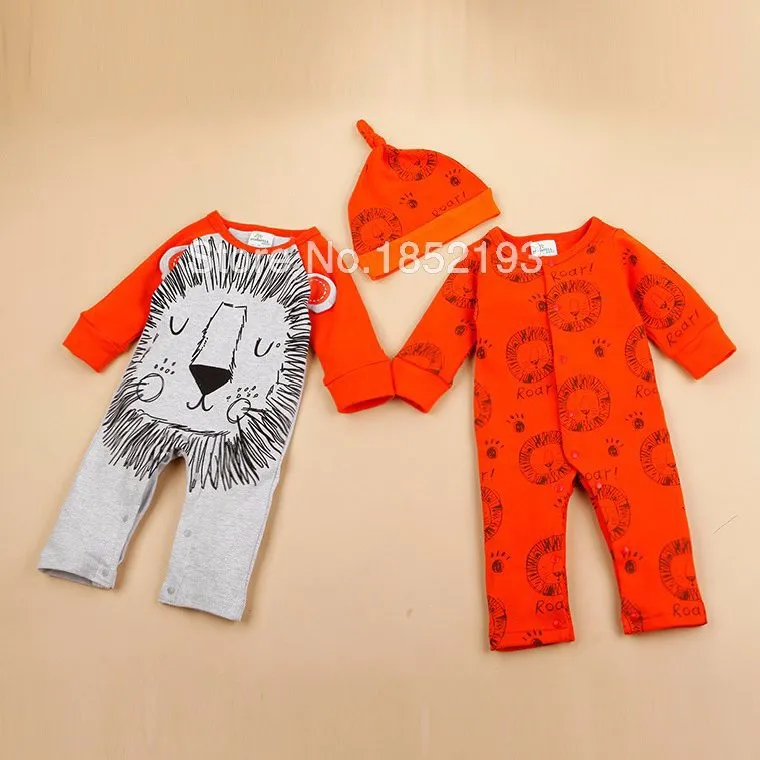 Детские пижамы из хлопка, 3 шт./компл., 2 комбинезоны+ шапочка, Одежда для младенцев, комбинезон для маленьких девочек и мальчиков, Комбинезоны для младенцев, детская одежда, нагрудник