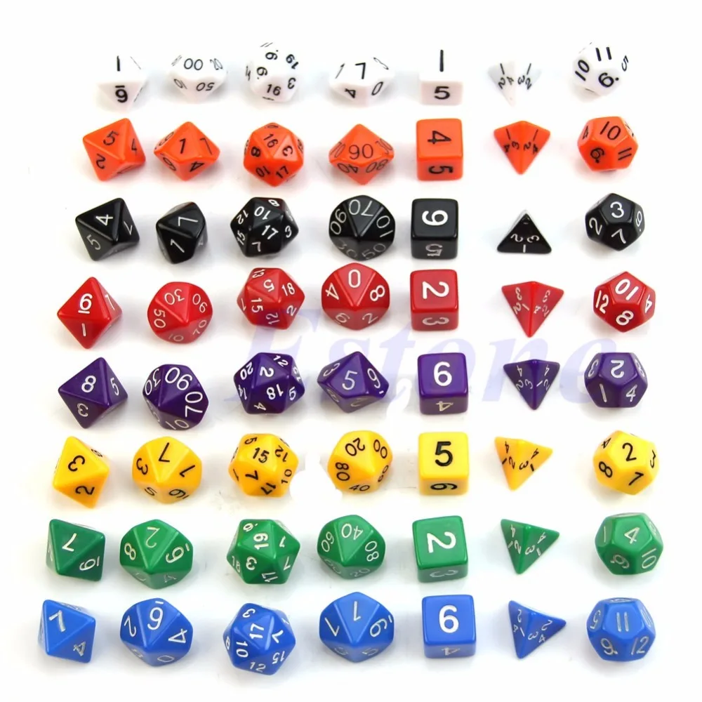 7 шт. Двусторонняя форма D4 D6 D8 D10 D12 D20 для РПГ поли игры в кости|dice game|poly diced20 rpg games |