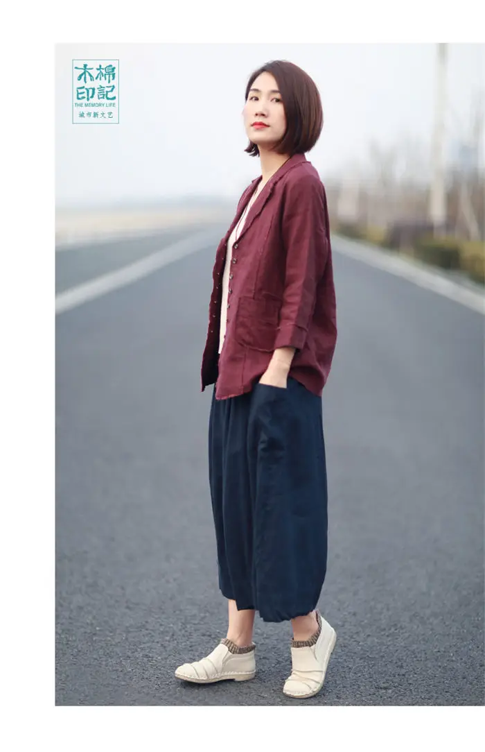 Ретро стиль, свободный, хлопок, лен, пиджак, женский, на каждый день, с рукавом семь, тонкая рубашка, для офиса, леди, весна, лето, блейзер, блуза f1005