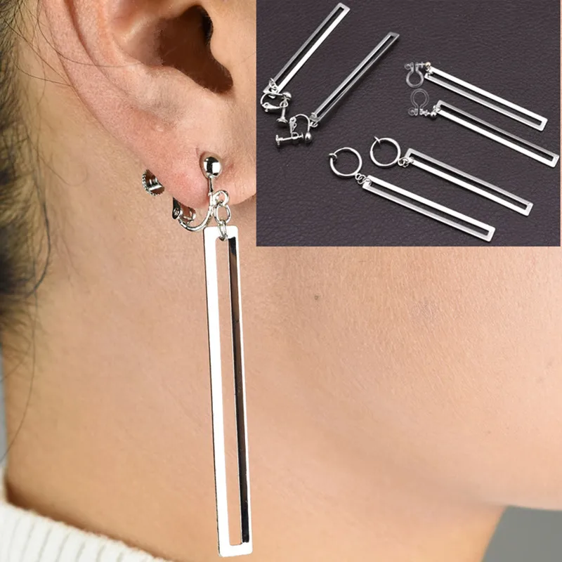 Висячие серьги подвески для женщин клипсы ушей без пирсинга модные тонкие
