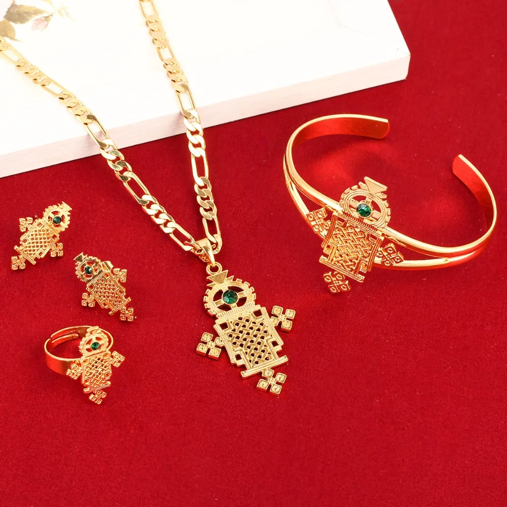 Новое поступление комплекты ювелирных украшений из эфиопской кожи 24 к золотого