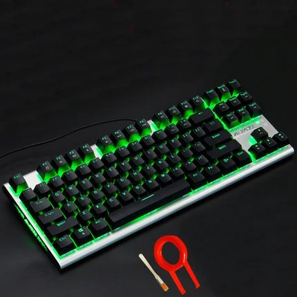 Standard Green Light Ajazz AK40 87 ключ USB Проводная Механическая игровая клавиатура с подсветкой с различными эффектами, светильник черный, синий, коричневый - Цвет: Standard Green Light