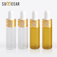 100 piecelot 5ml transparent brown color essential oil bottles portable amber glass dropper bottle empty cosmetic containers