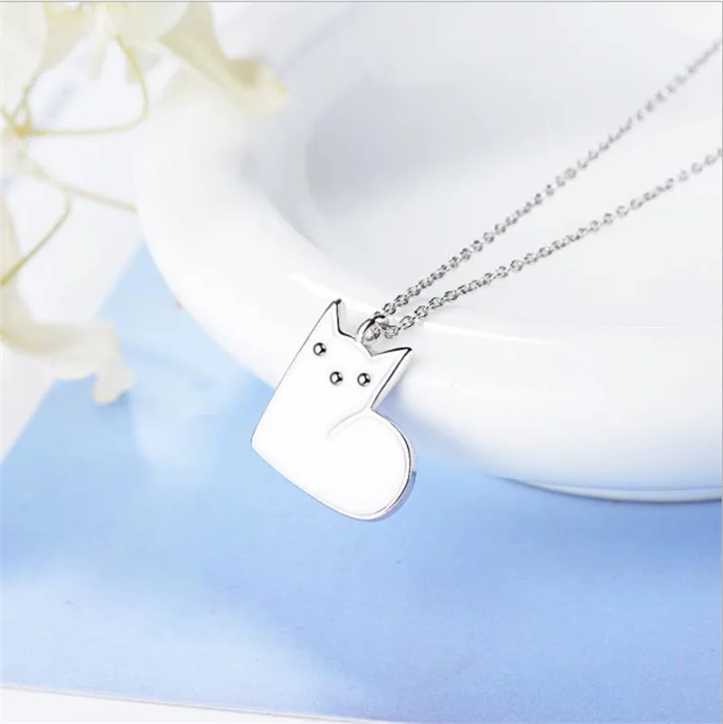 

LUKENI Cute Cat Black Pendants Necklace For Women Jewelry Fashion 925 Sterling Silver Necklace Girl Bithday Accessories Lady Hot