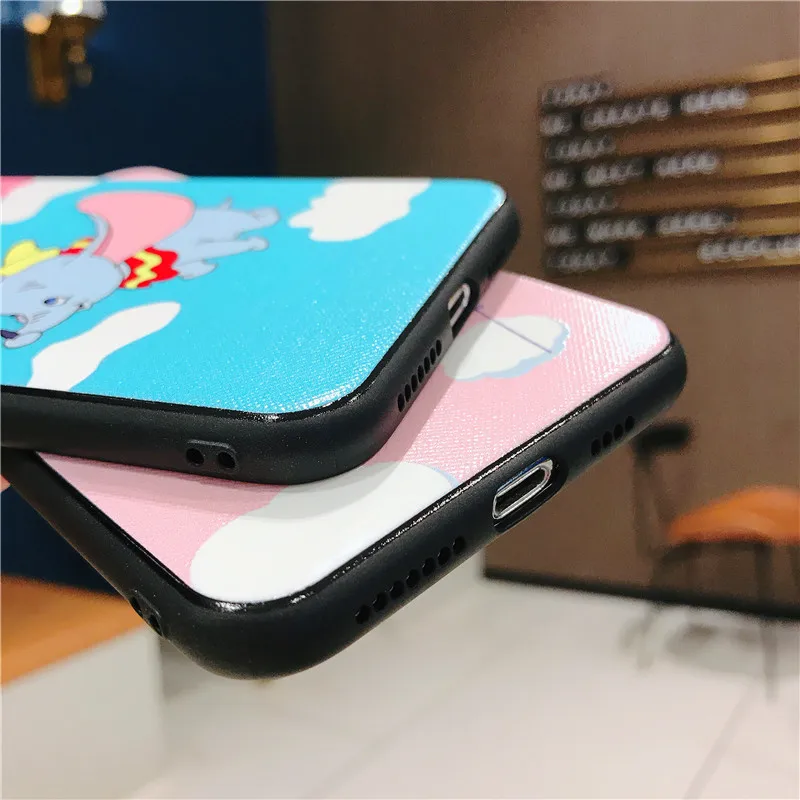 Lovely Cartoon Dumbo Phone Case for iphone Xs Max XR X 8 7 Plus 6S 6 relief gloss oil Soft Back Cover Coque Capa |