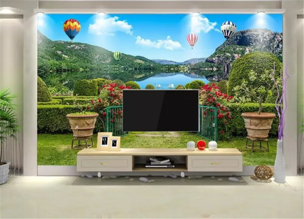 Скидка на дешевые обои, садовые, зеленые, дорожные, Huamen, великие озера, 3D Фреска, цифровая печать, HD декоративная настенная бумага