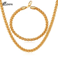 delicate italy bracelet and necklace chain sets shining gold color jewelry sets for womens woman girls ladies mens gifts choice