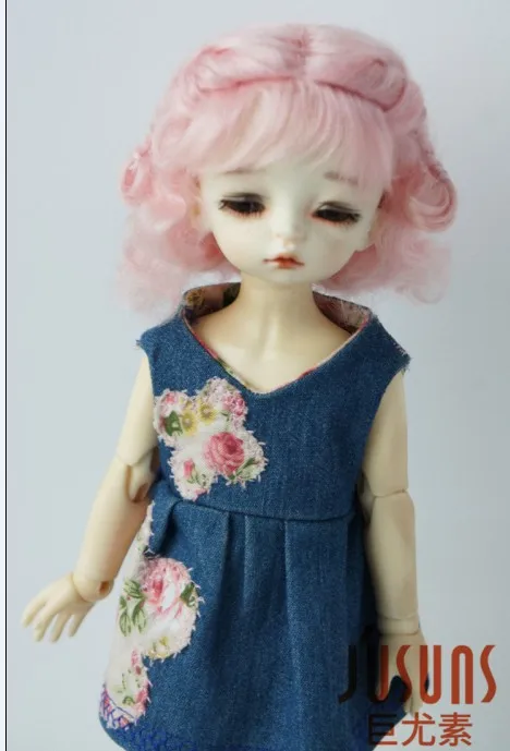Pink JD249 1/6 парики из мохера для кукол YOSD две косы парик с короткими вьющимися волосами, для детей от 6 до 7 дюймов аксессуары для куклы - Цвет: Pink