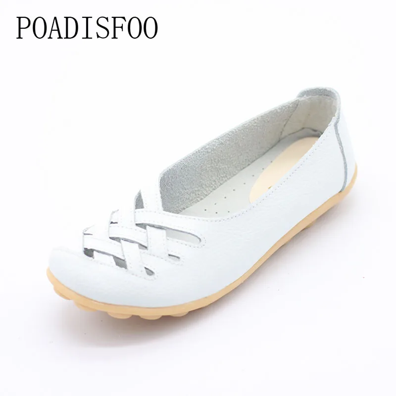 HOKSVZY/Женская обувь; обувь из натуральной кожи на плоской подошве; обувь для вождения; Летняя обувь с перфорацией; кожаная обувь на плоской подошве; модная обувь