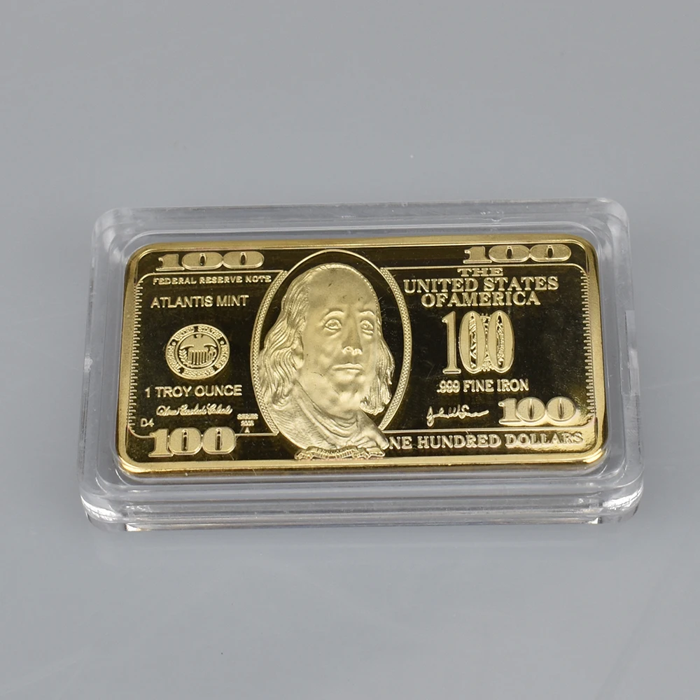 Золотые слитки 100 долларов барная купюра чистая позолоченная металлическая