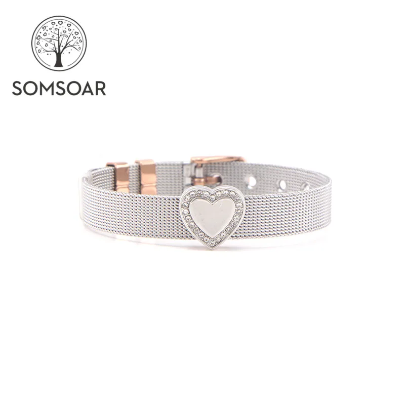Серебряные ювелирные изделия Somsoar розовое золото браслет из нержавеющей стали с