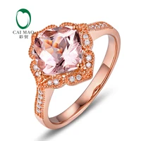 9K Rose Gold 2.08ct Natural Morganite & 0.13ct Diamonds Mligrain Engagement Classic Ring