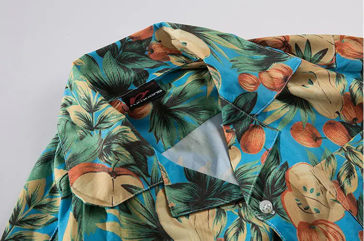 Summer Fashion Mens Hawaii Style Tree Print Short Sleeved Shirt Men Vintage Loose Hip Hop Shirt Hawaiian Shirts Ds50312