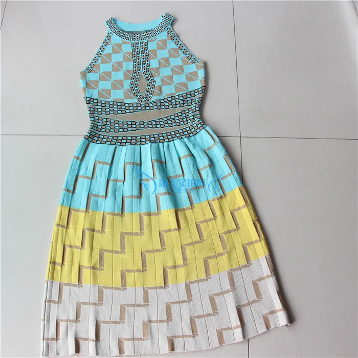 2019 Лето ледяной шелк темперамент дамы Отдых хит цвет геометрические решетки