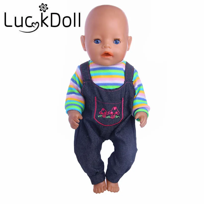 LUCKDOLL джинсовый комбинезон из 2 частей размер 18 дюймов американский 43 см Детская