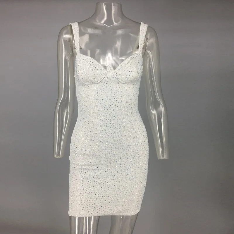 Серебристый Sexy Party Reflective Dress Women Mini Strapless Backless Summer Dress Elegant Crystal Diamond Bodycon Dresses Vestidos - Цвет: Серебристый