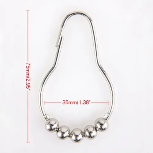 

12pcs Stainless Metal Shower Curtain Rings Hooks Bathroom Poles Rod Hook