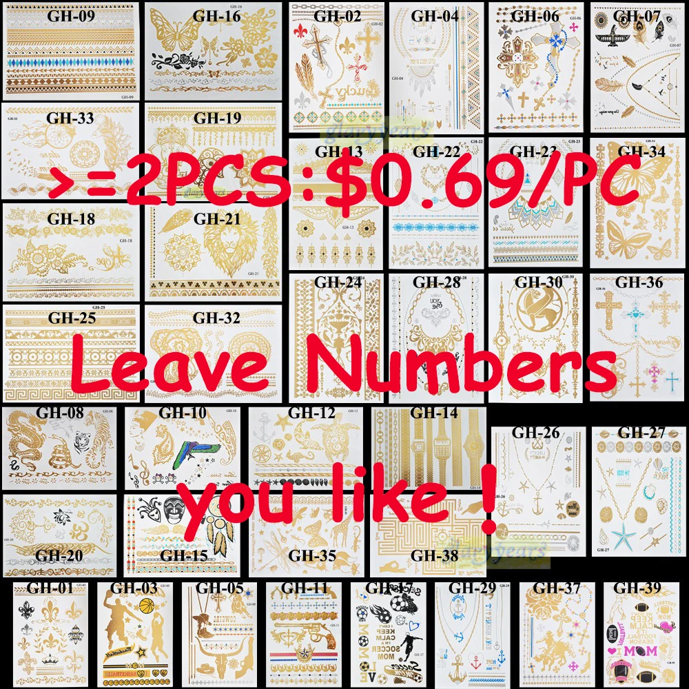 1 шт. горячая вспышка металлик водонепроницаемый временные татуировки Золото