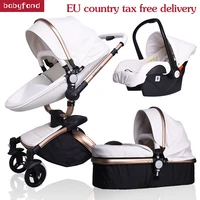 babyfond baby stroller 3 in 1 baby strollers leather two way suspension folding car trolley europe baby pram gift aluon
