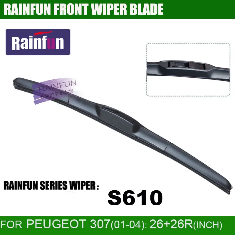 RAINFUN Специальный автомобильный стеклоочиститель для PEUGEOT 307/307 SW (01 04) 26 + 26R дюймов с