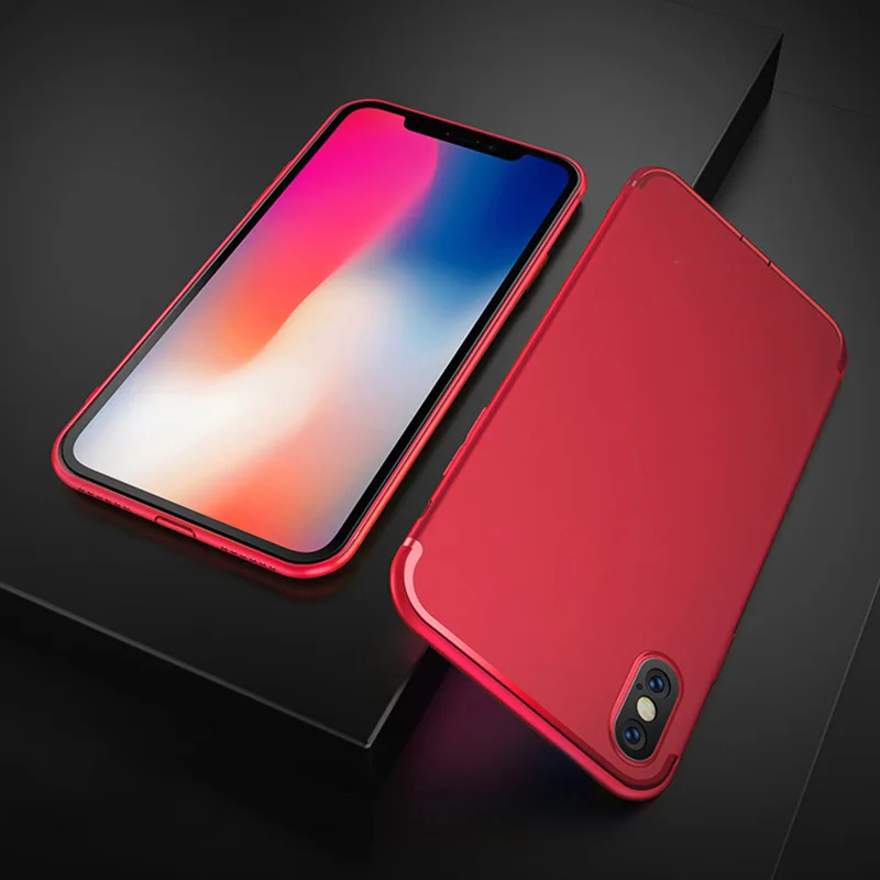 Красный Мягкий силиконовый чехол для iPhone XS Max X XR 10 iPhone 7 8 Plus iPhone 6 S 6 S 5 5S 5SE 6 Plus 7 Plus 8 Plus i чехол для телефона - Цвет: Красный