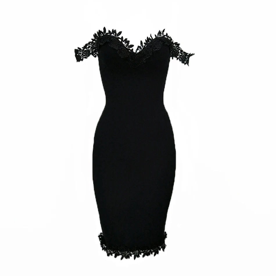 Женское Бандажное платье CIEMIILI однотонное кружевное с открытыми плечами и