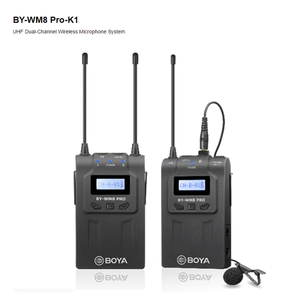 BY-WM8 Pro K1 BOYA BY-WM8 Pro Микрофон конденсатор беспроводной микрофон Система Аудио Видео рекордер ресивер для Canon Nikon sony DSLR камеры - Цвет: BY-WM8 Pro K1