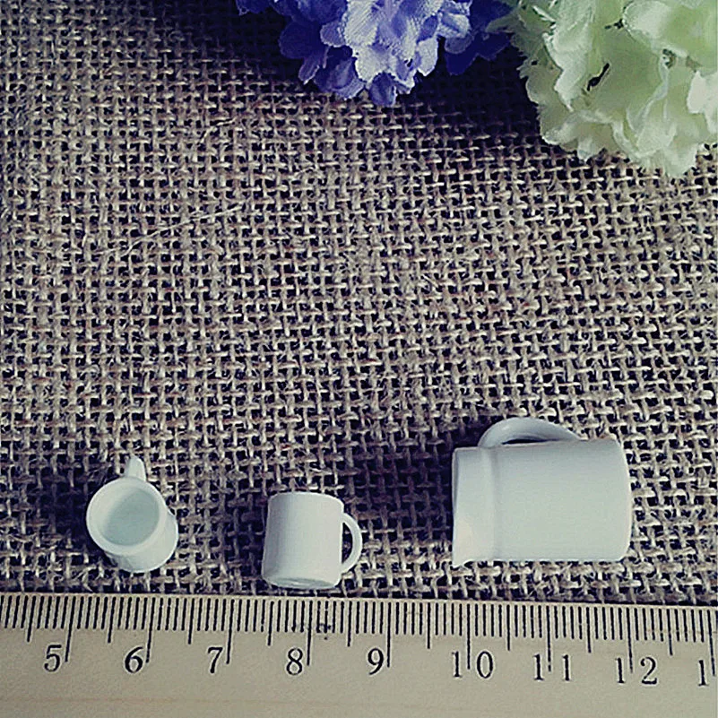 Супер кавайный 1:12 Кукольный домик Миниатюрный кофейный набор белый пластик