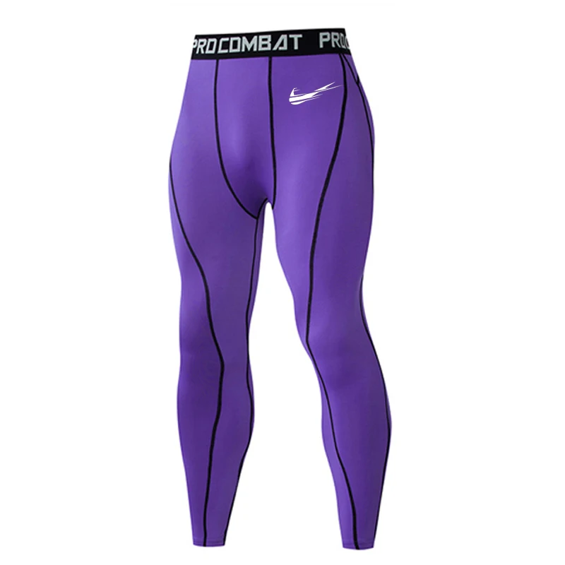 purple Полный мужской спортивный костюм, мужской спортивный костюм MMA, тактические брюки, футболка, колготки, мужской Рашгард, комплект зимнего компрессионного термобелья - Цвет: purple