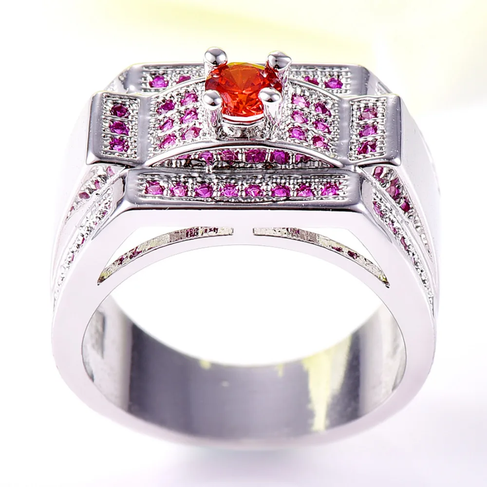 Lingmei красный для вечеринок и свиданий anniversaryjewelry Кольца круглая огранка Белое