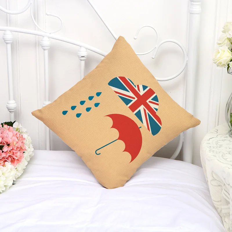 Decorative Pillow Case Vintage England London Style Pillowcase 17.5 Inches Cotton Linen Chair Seat Throw Cover L1001 | Домашний