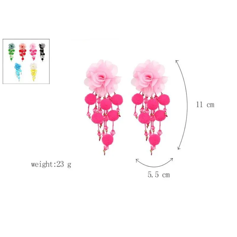 GEREIT Bohemia Ethnic Falcon Tassel Earrings Handmade Lace Flower Pompom Ball Long Statement Women Boho Indian Jewelry | Украшения и