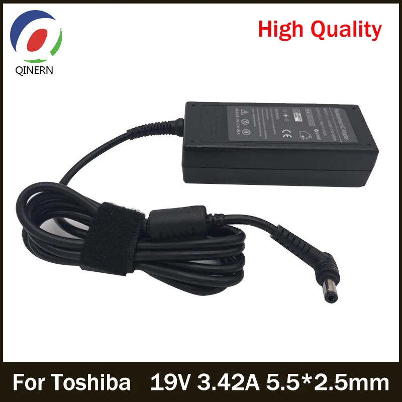 QINERN источник питания 19V 3.42A 65W 5 5*2 5mm AC ноутбук зарядное устройство для Toshiba A100 M300 L600