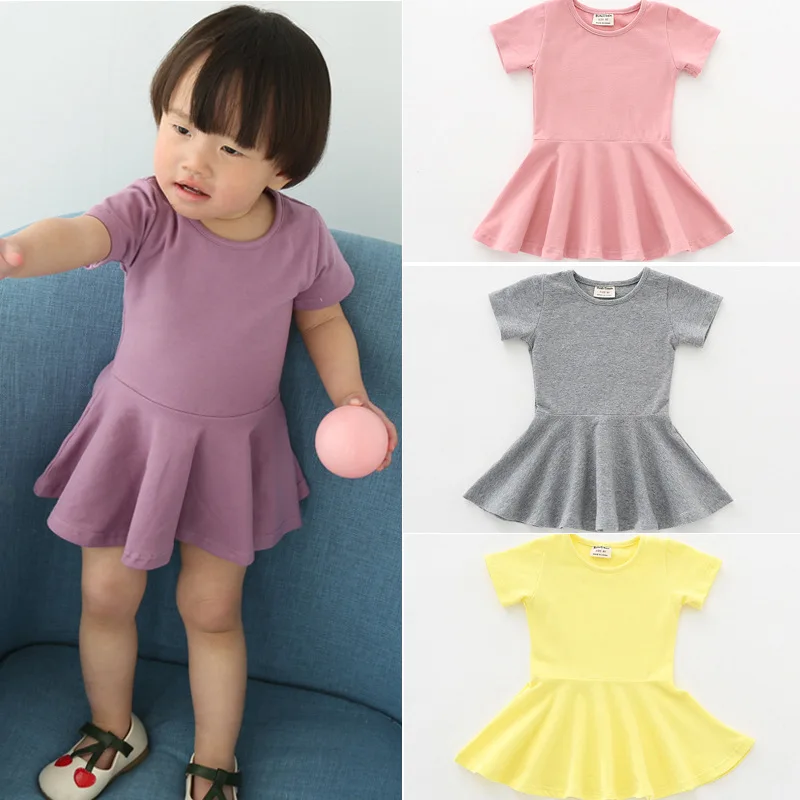 Kids Girls Cotton Ruffle Short Sleeved Dress Large Swing Baby Fashion Clothes | Детская одежда и обувь